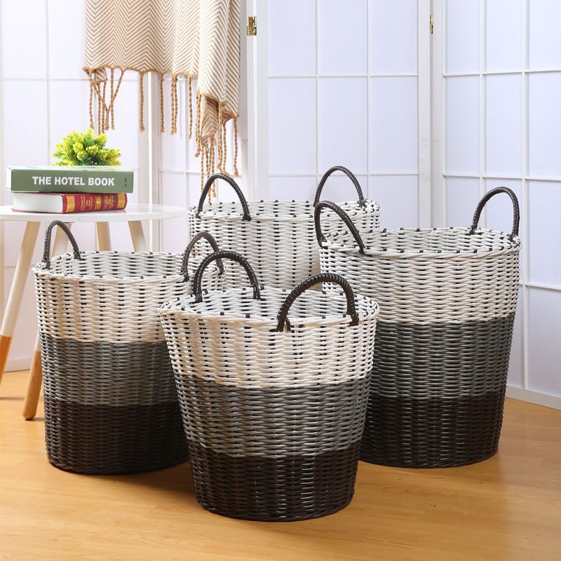 Plastic Rattan Woven Dirty Clothes Basket Laundry Basket Dirty Clothes Storage Basket Household Clothes Basket Toy Organization