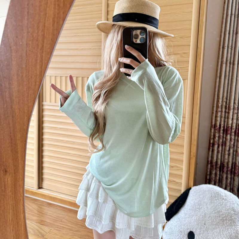 Niche brand faxc* loose-fitting Lyocell Tencel nude-feel blouse for women, summer and autumn 2026, casual loose-fitting long-sleeve air-conditioning shirt T-shirt Niche brand faxc* loose-fitting Lyocell Tencel nude-feel blouse for women, summer and autumn 2026, casual loose-fitting long-sleeve air-conditioning shirt T-shirt