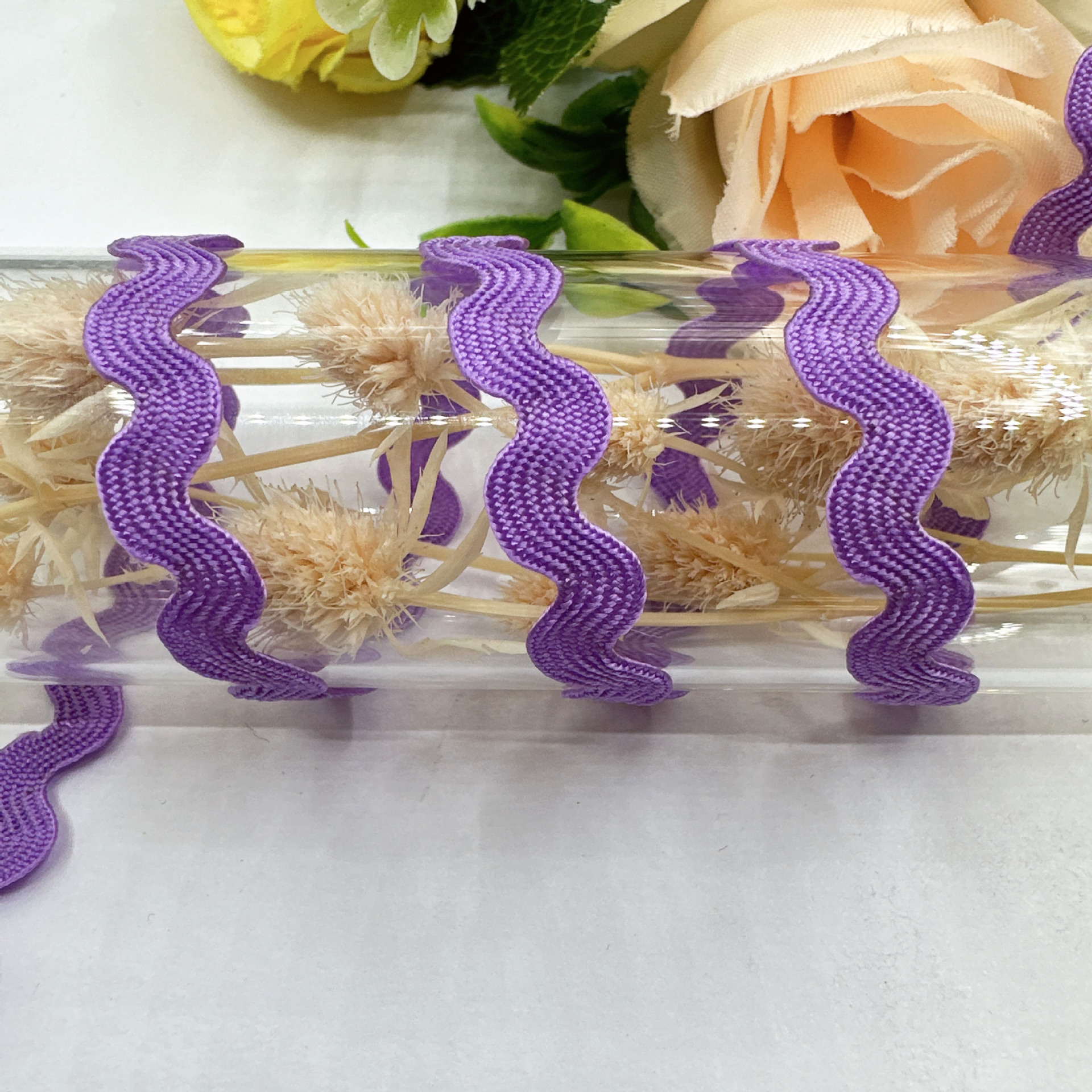 En stock mm onda de color sólido en forma de S borde curvo encaje cinta cortina sombrero ropa para niños accesorios de la boda accesorios de la ropa