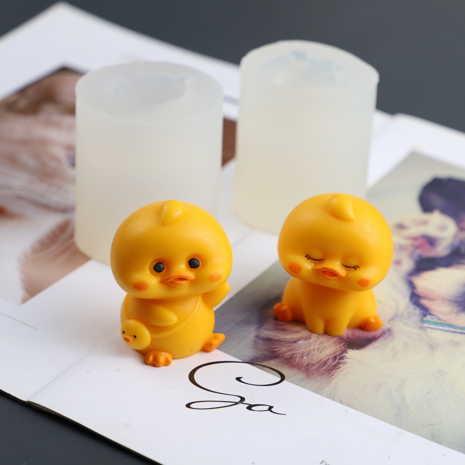 3D стерео маленькая желтая утиная форма для выпечки торта DIY ароматизированная гипсовая мебель для дома Ароматерапия свечи силиконовая форма