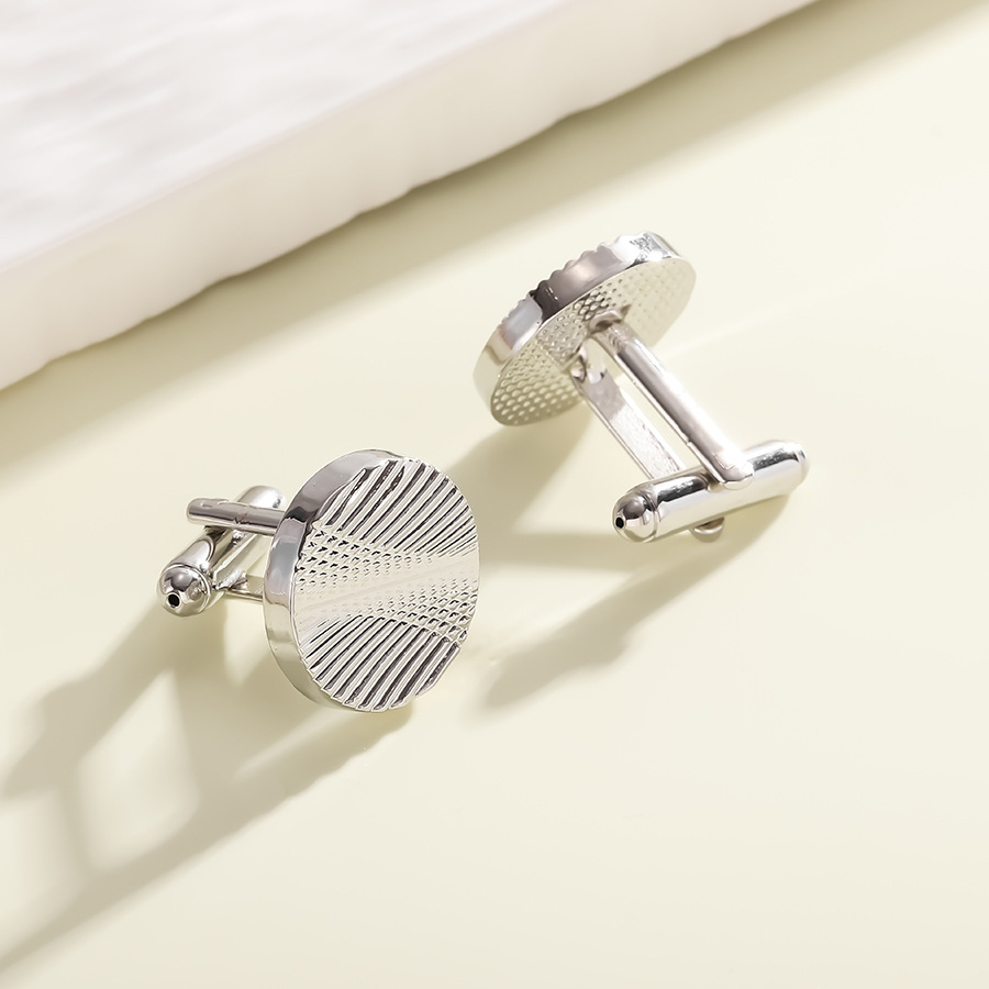 Exklusive neue runde gestreifte plaid manschettenknöpfe modische herren business manschettenknopf_voghion.com