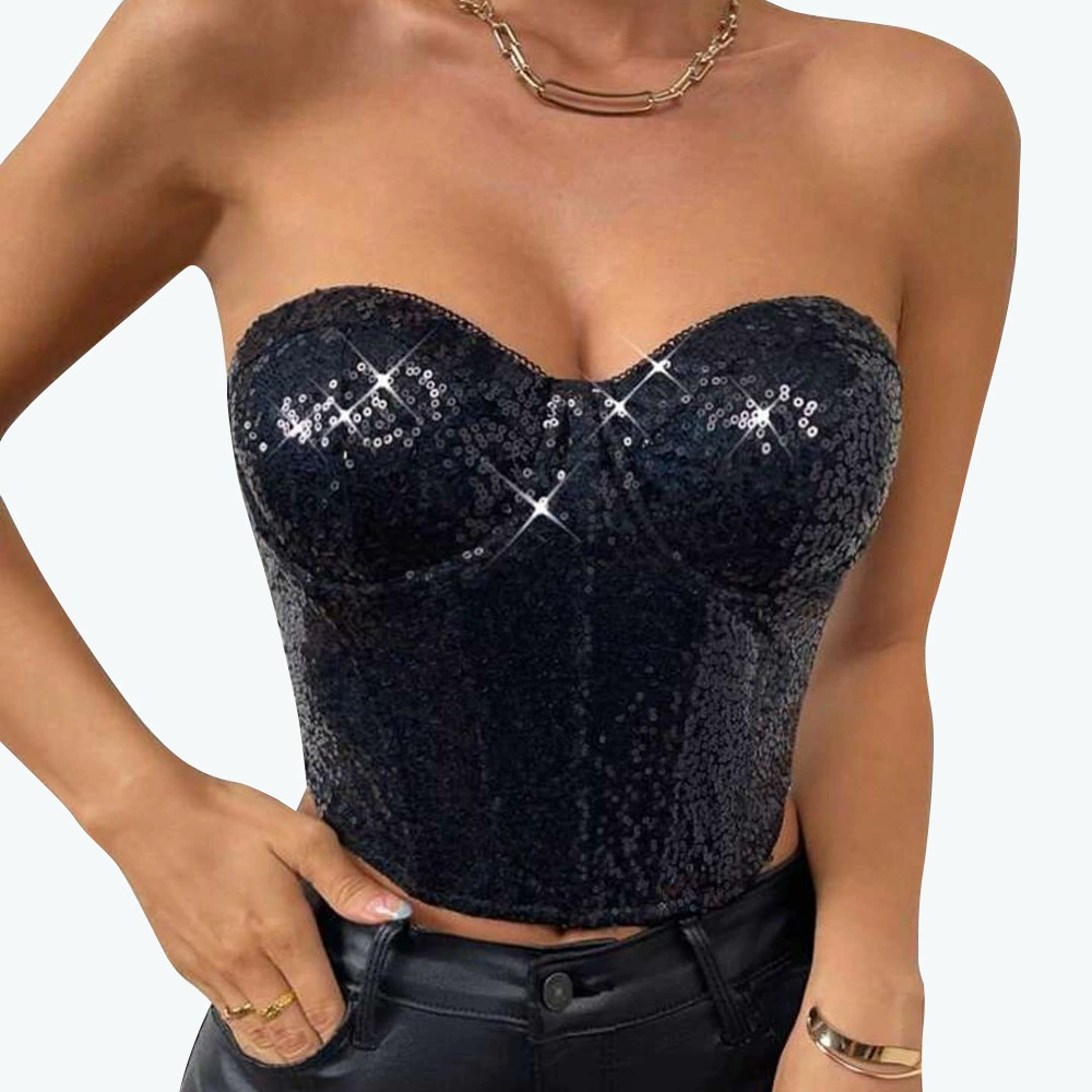 Корсет Noble Q01290 2025 новая модель эксклюзивный для slim-fit подтягивающий с открытым пупком на молнии и пайетками для коррекции фигуры