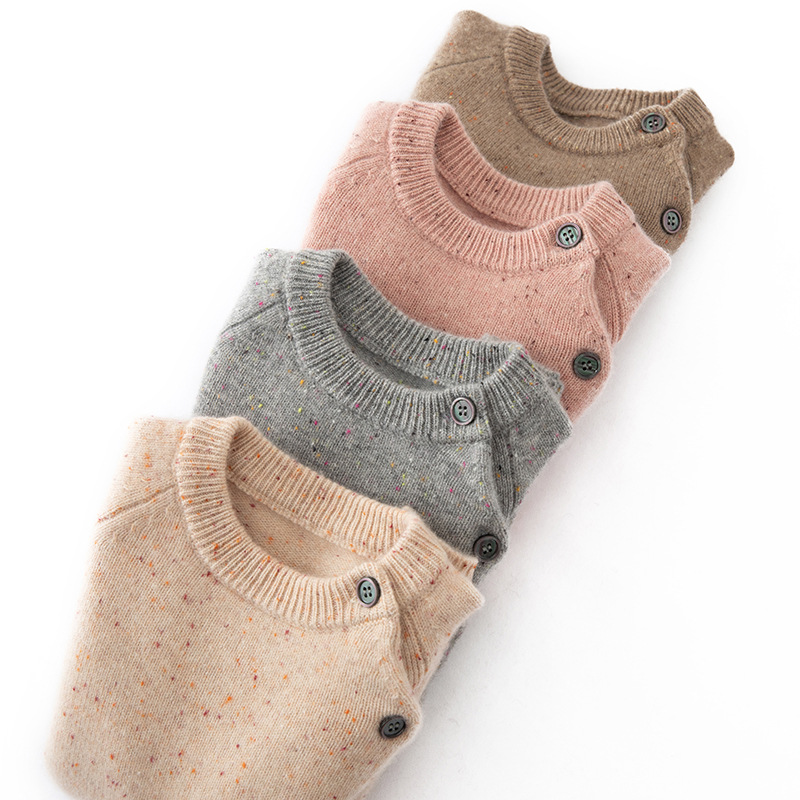 Children's cashmere warm solid color woolen knitted sweater for boys