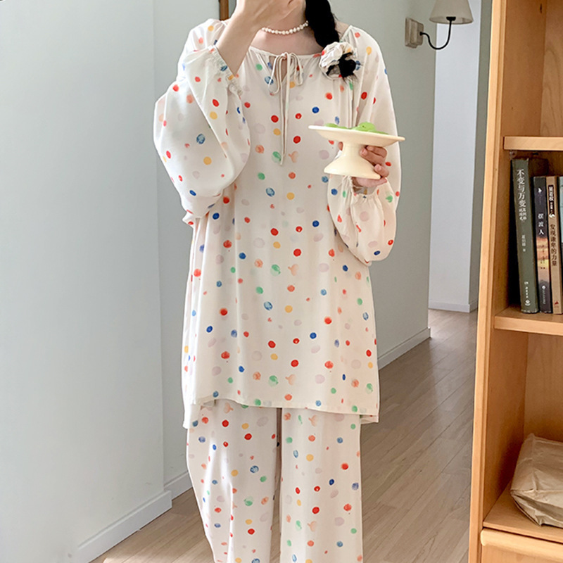 厂家直销睡衣女绵绸薄款家居服可外穿加肥加大200斤可穿棉绸套装|undefined