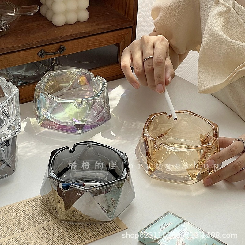 Brand glass creative geometric ashtray for office