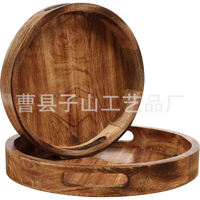 Acacia madera bandeja de cocina japonesa casera platos de comedor sala de estar dulces fruta pastel de madera bandeja de té bandeja de almacenamiento image 1