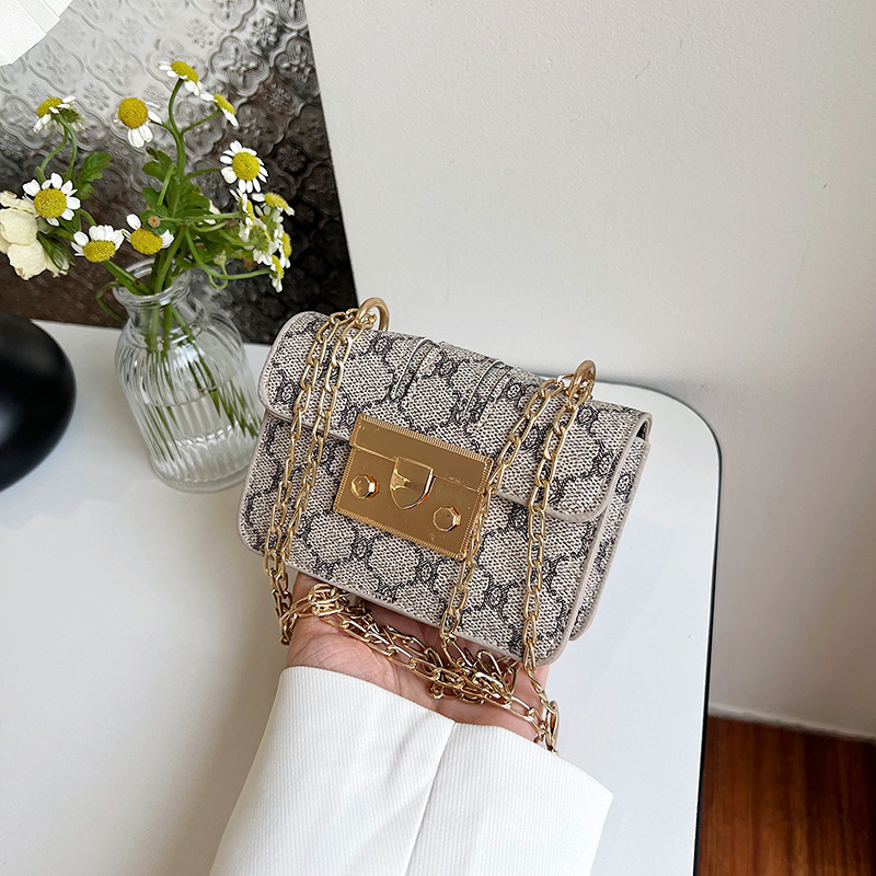 Commuting mini lápiz labial bolso de mano primavera y verano 2023 nueva cadena de moda bolso de hombro impresión retrógrada oblicuo bolso de tendencia