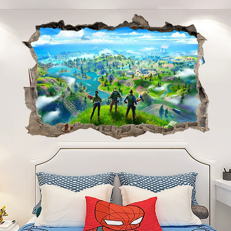 Внешняя крепость ночь игровой настенной наклейки для мальчиков спальня стены украшения европейские и американские мультяшные граффити самоклеящиеся ПВХ наклейки