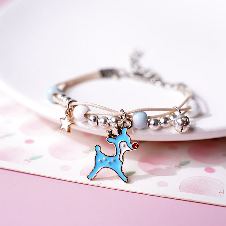 thumbnail image 1 of Nuevo arte y lindo perro canela rosa pulsera de cerámica mujer dibujos animados tejido boudoir miel estudiante regalo joyería ciervo azul a, 1 of 2