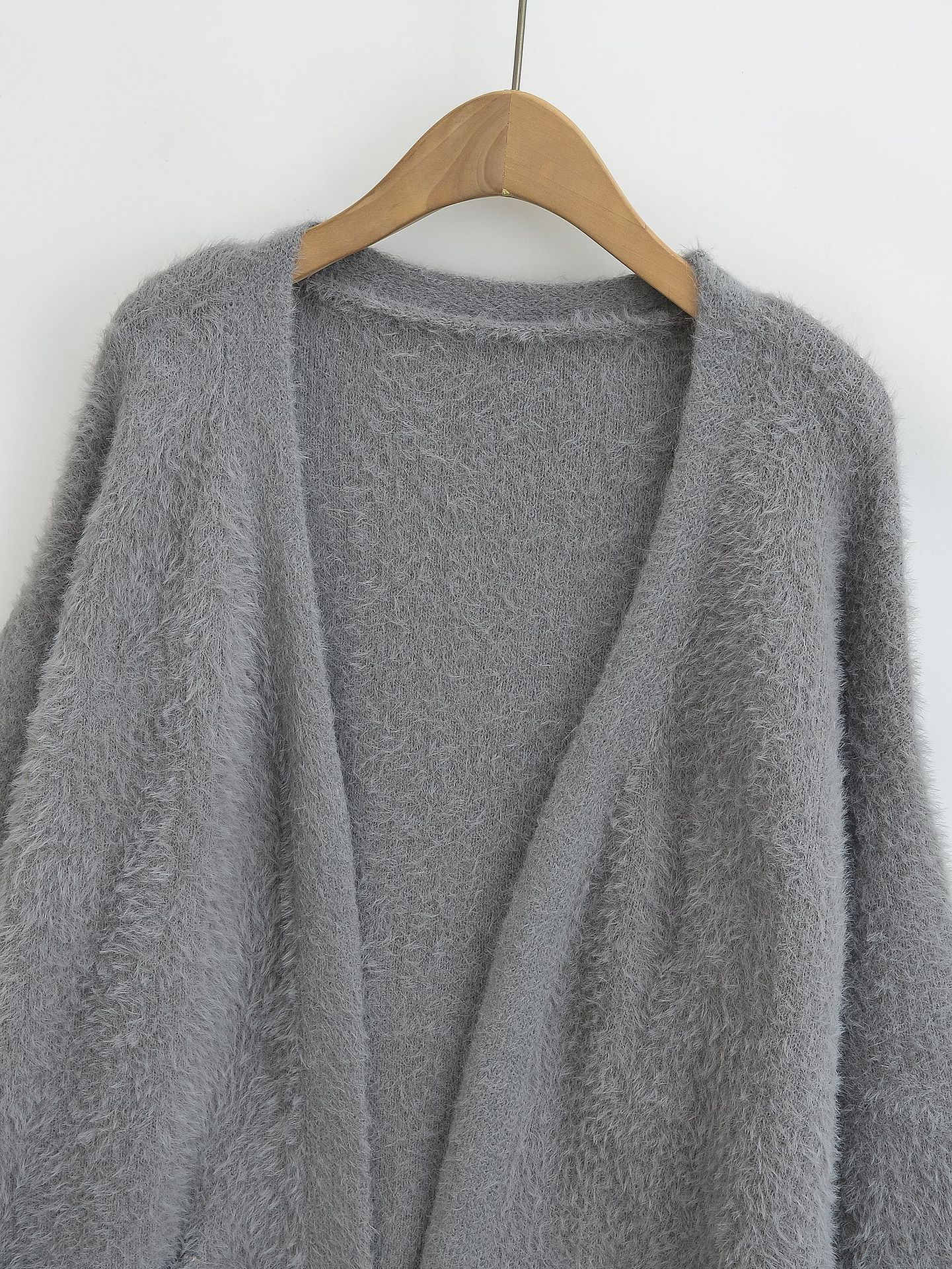 Weiche und faule mittellange Strickjacke aus Nerzhaarimitat für Damen 2023 Herbst/Winter Neuer lockerer und verdickter Pullovermantel_voghion.com