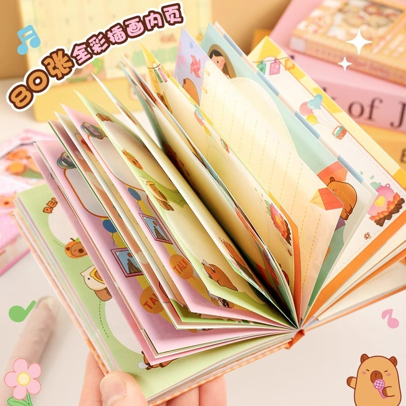 机关封面笔记本日记本解压礼品本子彩页本卡皮巴拉卡扭蛋机口袋本|undefined