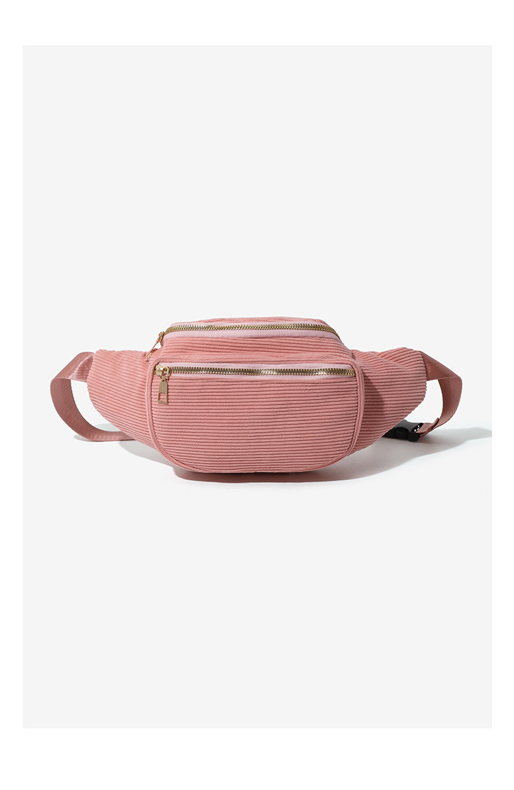 101g Weight Polyester Lining Material Zipper Closure Type Single Shoulder Strap Strap Type Fanny Pack Bags Type Casual, Street Occasion Corduroy Material Solid Color Pattern Spring Season Women's Gender Streetwear Style Dumpling Shape Shape Medium Size Women's Streetwear Solid Color Corduroy Waist Bags 13