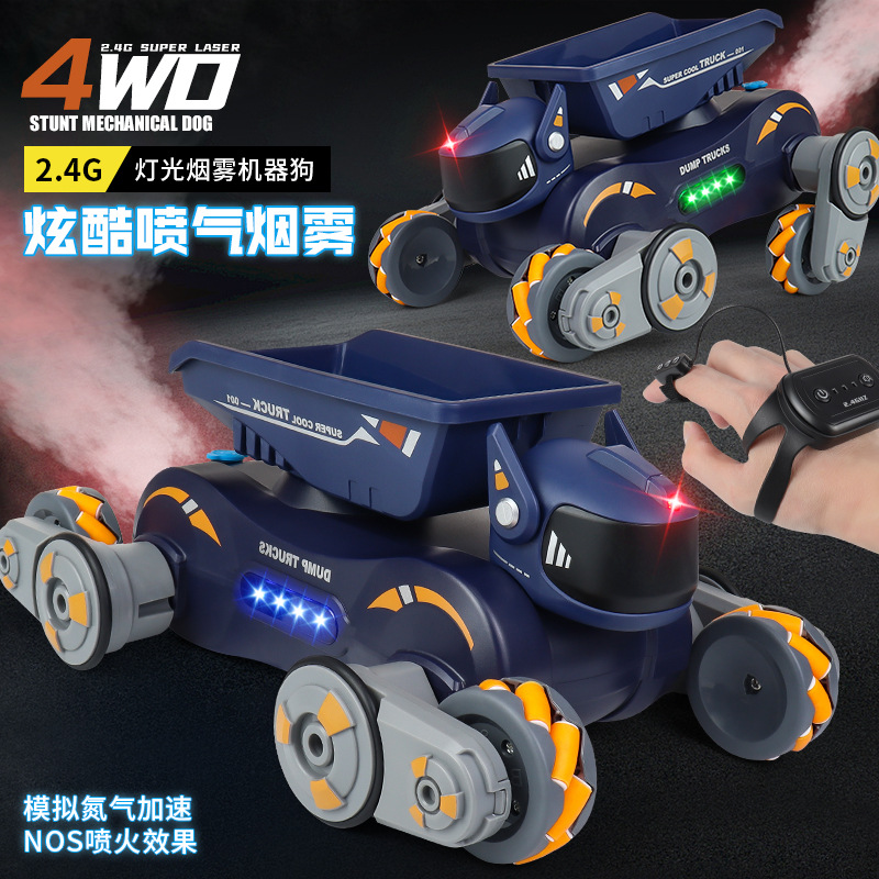 Nuevos productos transfronterizos 2.4G pulverización acústica y óptica perro mecánico de inducción de gestos de doble control de escalada cruzada a la deriva juguetes de vehículo de cuatro ruedas