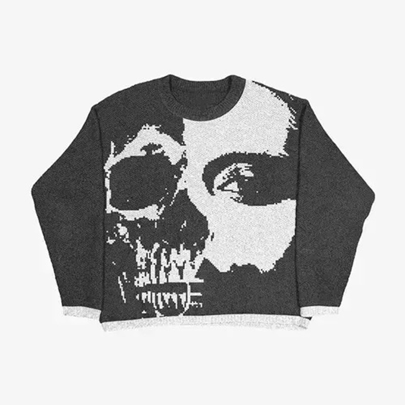 Autumn and winter European and American style skull figure sweater Amazon autumn and winter pullover sweater men's and women's top cross-border ins