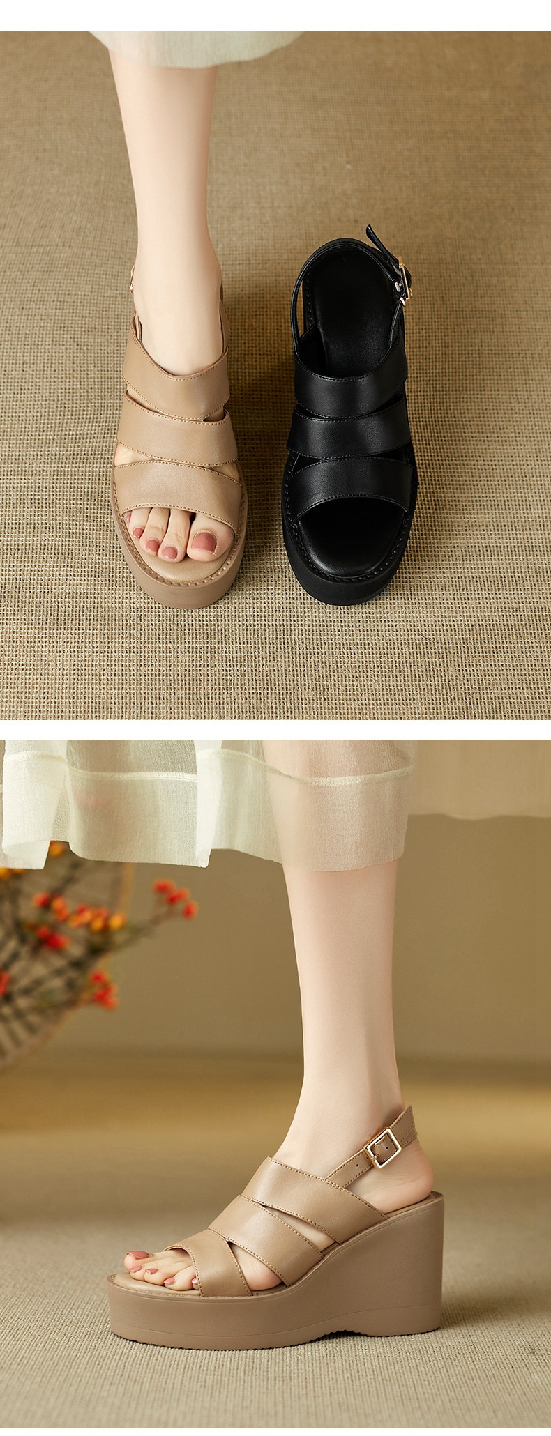 Sandal nữ mũi nhọn gót xuồng đế dày phong cách La Mã quai một dây — đen chi tiết 1