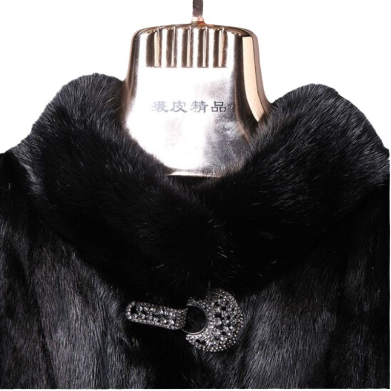 Women's Imitation Mink Fur Coat Imitation Mink Fur Collar Short Coat Korean Style Mother's Wear Middle-Aged And Elderly_voghion.com