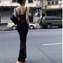 吊带鱼尾露背蕾丝开衩连衣裙女春装裙子2025新款摇曳生姿欲感拉满