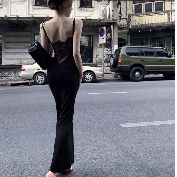 Sling Fishtail Backless Lace Slit Dress Women's Spring Dress 2025 New Style Swaying and Full of Lust Sling Fishtail Backless Lace Slit Dress Women's Spring Dress 2025 New Style Swaying and Full of Lust