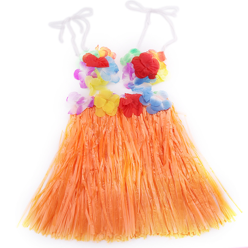 Fiesta transfronteriza danza falda de paja niños adultos vestido Hawaiano hasta traje de rendimiento de danza hula traje 30cm
