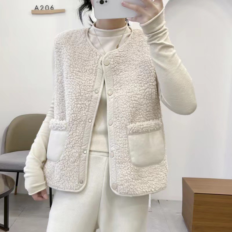 Chaleco de las mujeres 2023 Otoño e Invierno Nuevo Cordero felpa Chaleco de las mujeres de estilo coreano versátil Chaleco Corto chaleco abrigo