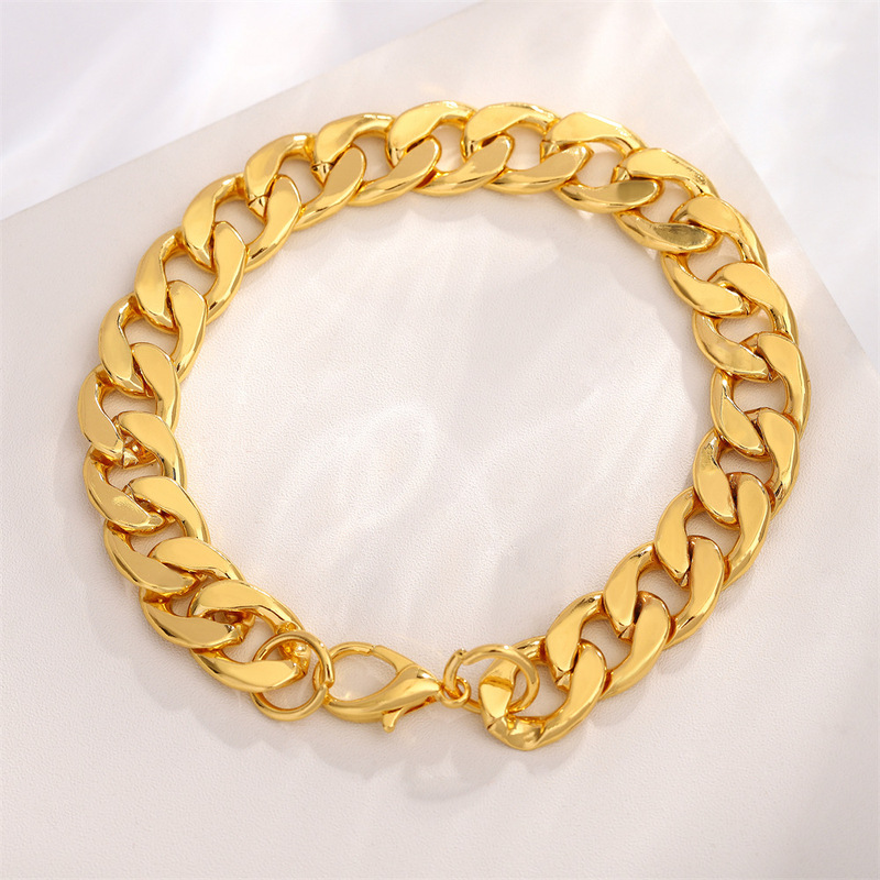 European and American men's gold bracelet men's personality hip-hop wide chain charm six-sided geometric NK personality bracelet wholesale European and American men's gold bracelet men's personality hip-hop wide chain charm six-sided geometric NK personality bracelet wholesale