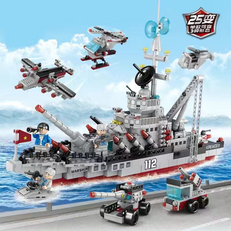 Acorazado marítimo transfronterizo compatible con bloques de construcción de Lego Crucero del Mar Rojo montado militar niños juguetes en bolsas al por mayor