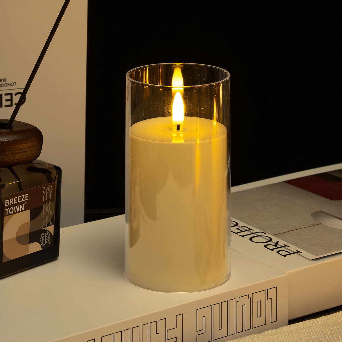 Vela LED 3D con efecto llama y control remoto