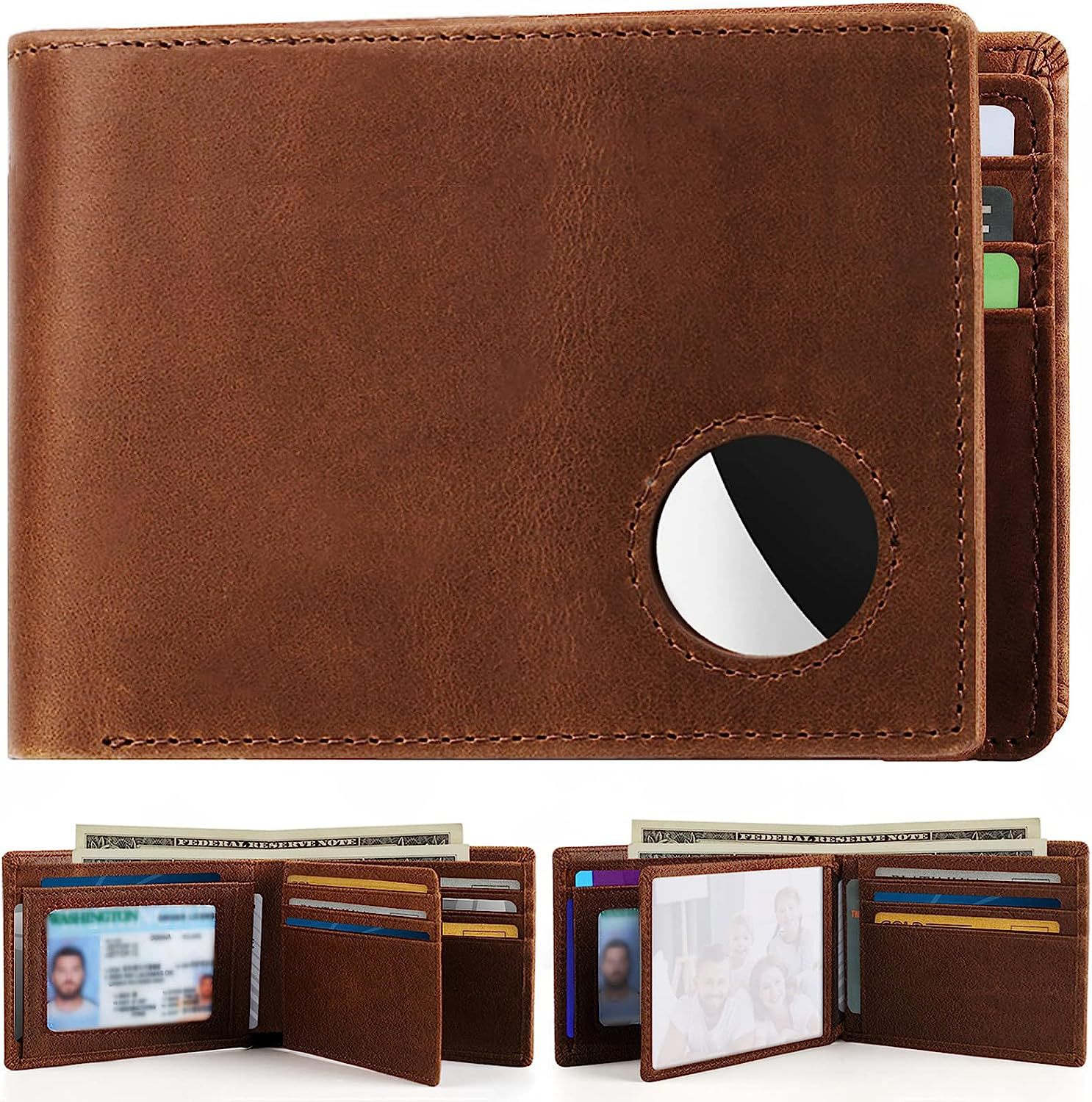 Cartera de cuero transfronteriza para hombres billetera rastreadora de productos genuinos portatarjetas de los hombres billetera de cuero de capa superior lisa