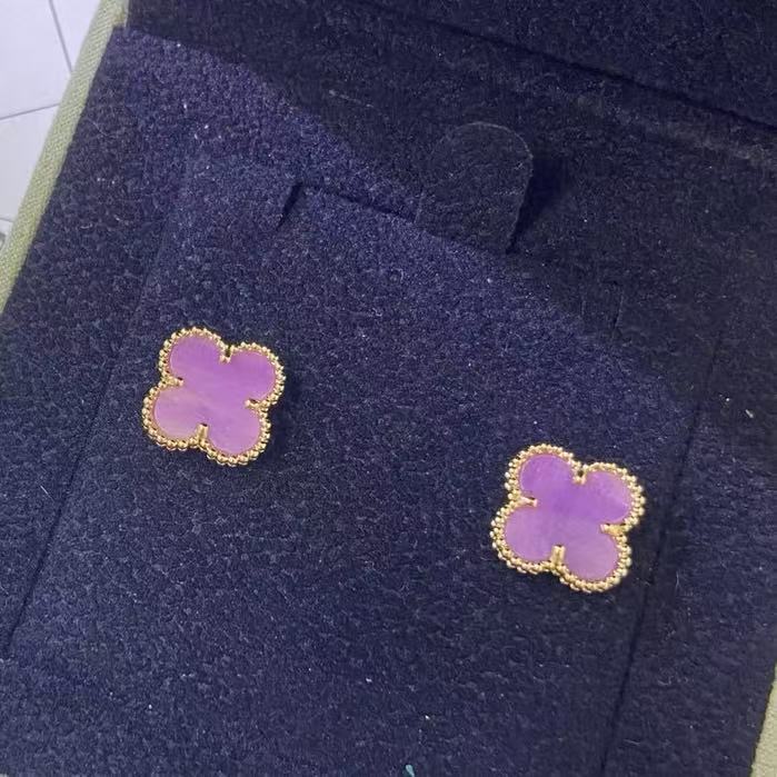 厚镀高版本18Kv金四叶草耳钉玫瑰金金色耳环女红玉髓厂家直播供应|undefined