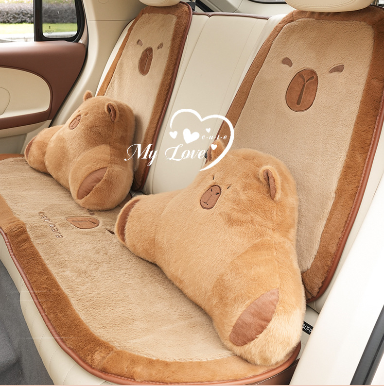 Winter car waist support Kapi Barra car headrest neck pillow cartoon cute plush car pillow pillow