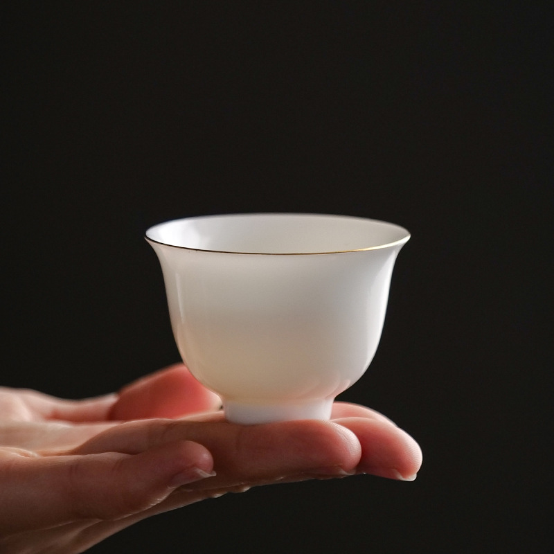 德化白瓷个人专用茶盏主人杯客杯功夫茶具配件薄胎品茗杯单杯男女