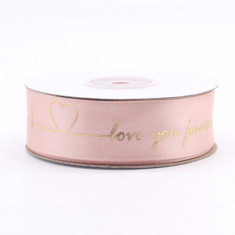 Regalo pastel de flores embalaje cinta impresión símbolo del Corazón 8 puntos cinturón de poliéster dorado impresión para hornear cinta