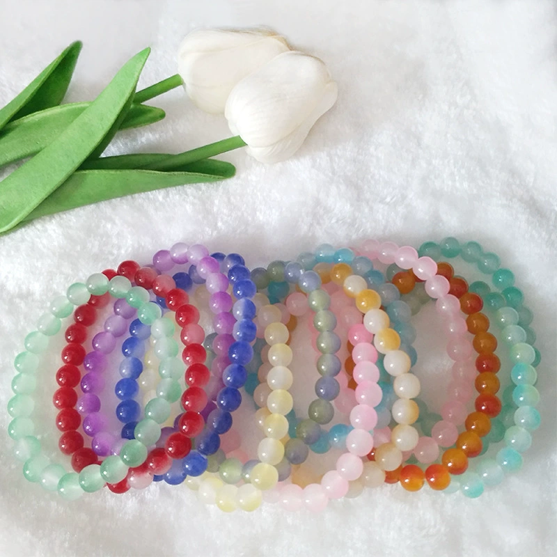 Градиентная стекольная бусинная bracelet, бусины 8 мм, ледяная прозрачная двухцветная отделка, разнообразные цвета