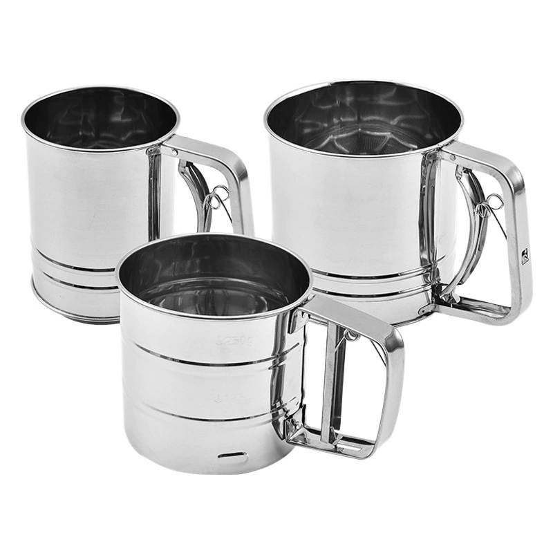 Сито для муки из нержавеющей стали Ручное полуавтоматическое сито для муки Ручное сито для порошка Сахарное сито в наличии Инструменты для выпечки