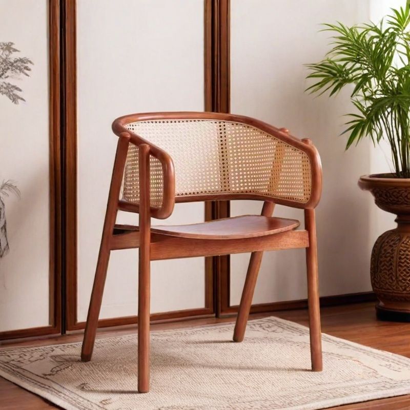 Silla de comedor de madera sólida nórdica de caña sala de té respaldo sofá casero mesas caseras medievales sillas de maquillaje