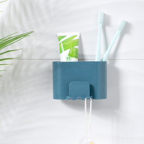 Huishan Select Hole-Free Toothbrush Holder, Toothbrush and Cup Storage Box, Adhesive Wall-Mounted Simple Plastic Toothbrush Rack