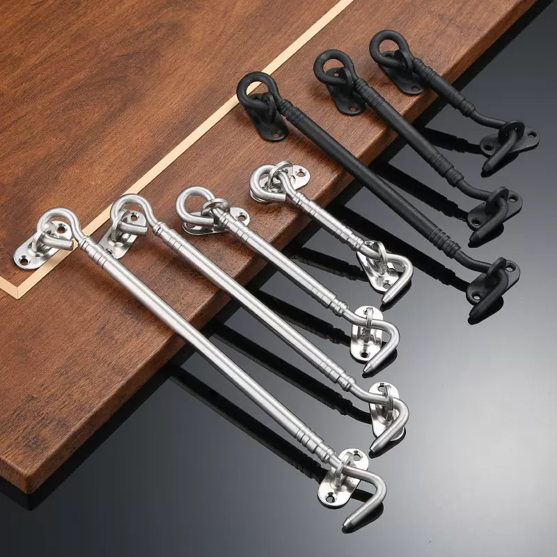 不锈钢窗钩 加厚实心支撑杆谷仓门闩 旋转窗门钩眼锁眼闩机舱挂钩
