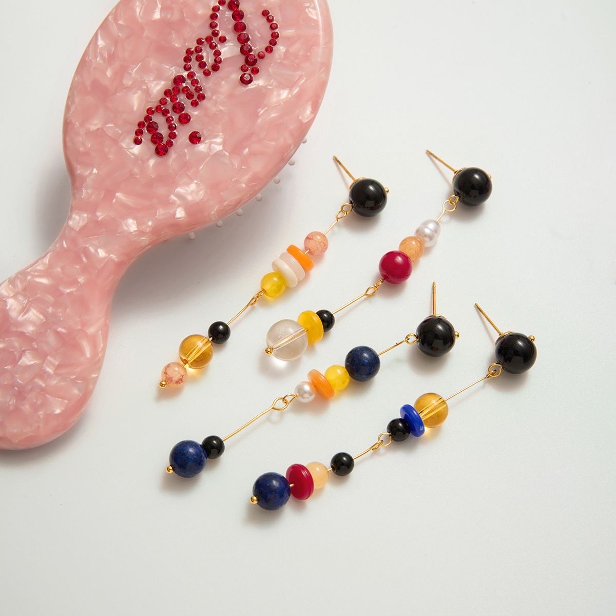 Wanxing pendientes de acero inoxidable europeos y estadounidenses estilo retro moda acrílico de color colgante de disco aretes de brida pendientes