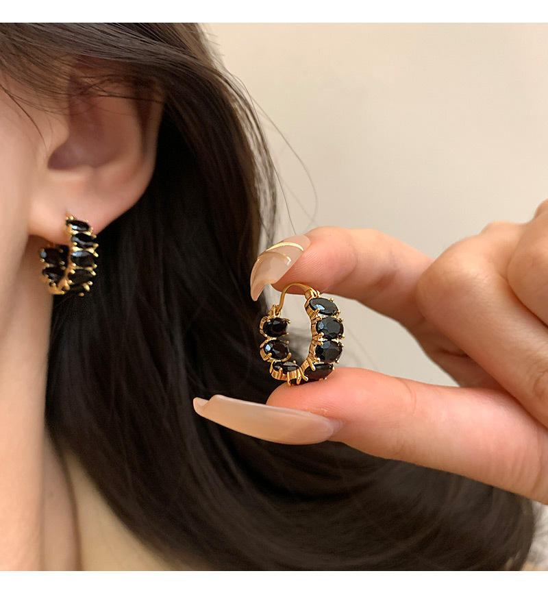 1 Pair Elegant Oval Inlay Copper Zircon Earrings display picture 5