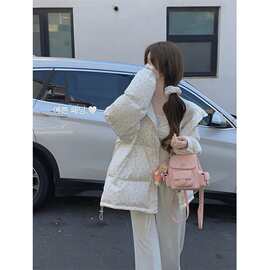 奶fufu甜美学生碎花立领棉服女秋冬季保暖加厚棉衣短款面包服外套