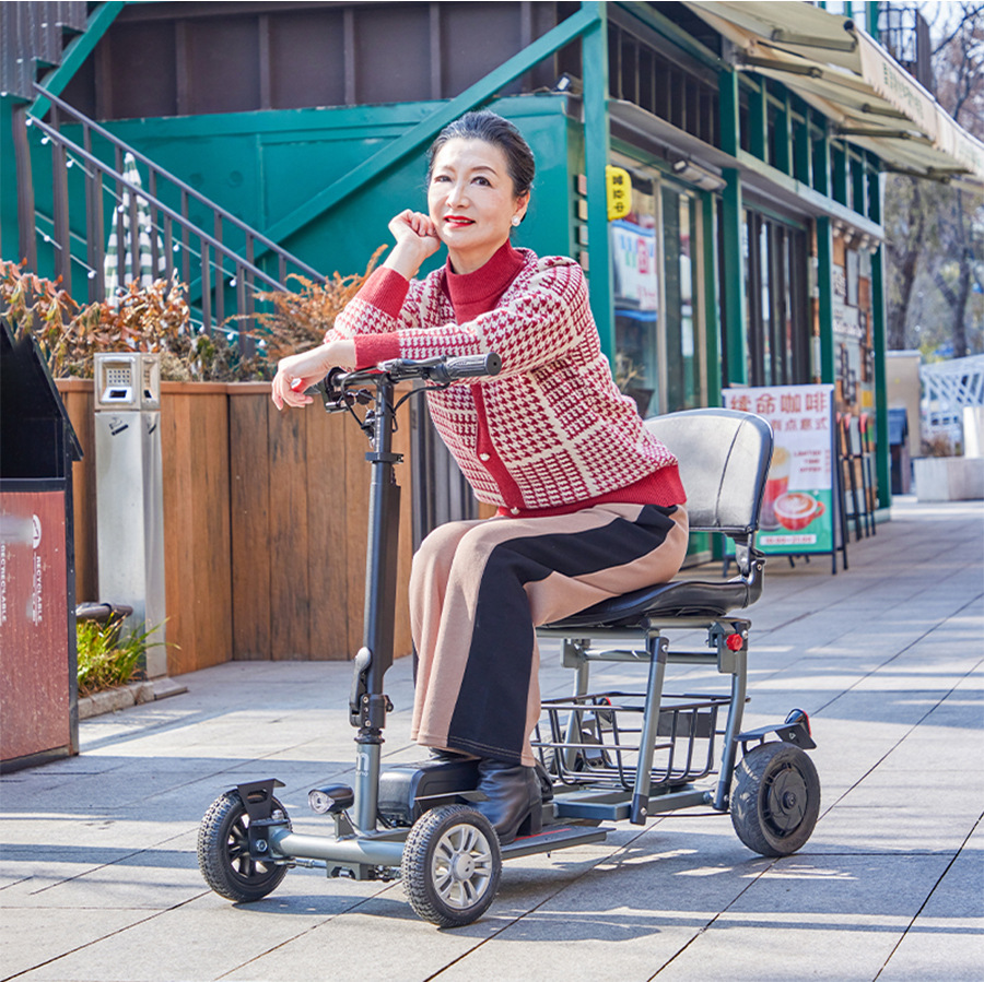 Cross-Border Amazon Dropshipping Elderly Mobility Electric Vehicle Aluminum Alloy Ultra-Light Portable Four-Wheel Folding Lithium Electric Vehicle