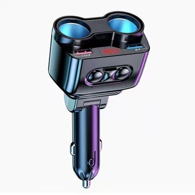 car mobile phone charger fast: Mobil şarj cihazları - 1-to-2-cigarette-lighter-bluetooth-50-fixed-screen-display