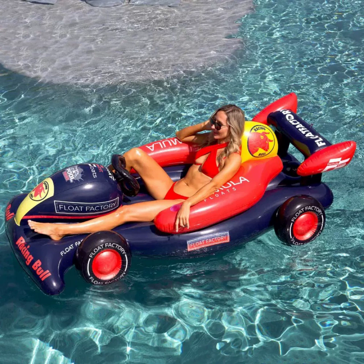 Надувной плавающий гоночный автомобиль водная игрушка сетка солнцезащитная крышка U-образное кресло для загара красивый бассейн кленовый лист спинки плавающей кровати