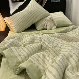 light green Soybean Fiber Washed Cotton Yarn-dyed Jacquard Summer Quilt Air-conditioning Quilt Summer Cool Quilt Thin Quilt Summer Quilt Core