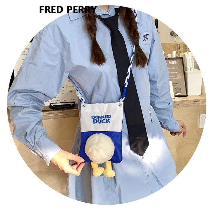 Cute cartoon duck duck bag, mini plush toy duck crossbody bag, casual daily mobile phone bag, makeup bag undefined