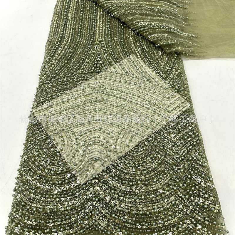 Fabricas de bordado de malla de cuentas pesadas Gao Ding vestido de boda vestido de moda cena vestido de cuentas tela de vestido