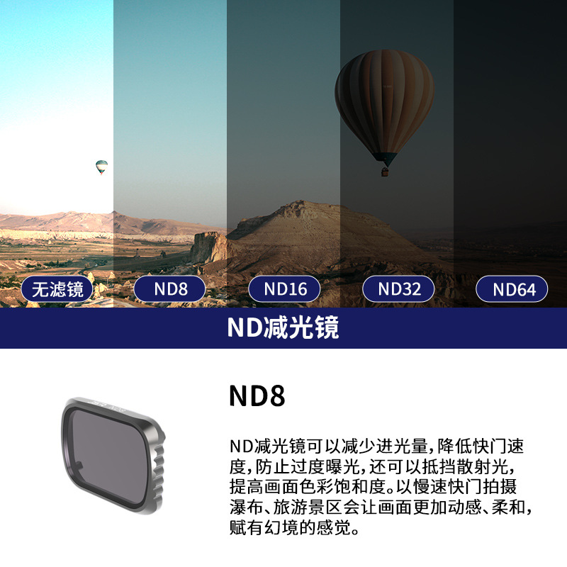JUNESTAR filtro adecuado para DJI Dajiang UAV Royal Mavic Air2S filtro ND cplmirror de reducción de luz