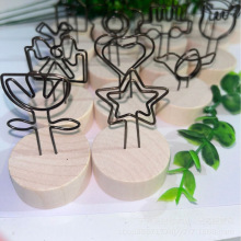 创意复古原木便签照片卡片名片夹子立式简约可爱留言便签装饰摆件