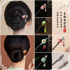 古风木簪流苏步摇发簪子女仿黑檀木头饰盘发汉服配饰古装发钗礼物