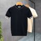 Men's New Entry Light Luxury Short-sleeved Summer Knitted Color-matching Thin Knitted Sweater Slim-fit Round Neck Summer Korean Style
